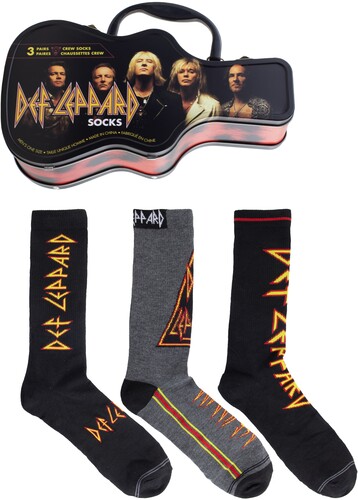 Def Leppard - Logos Guitar Tin Uni 3-Pack Socks ryhmässä MERCHANDISE / Strumpor / Heavy Metal @ Bengans Skivbutik AB (5667716)