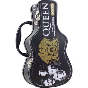 Queen - Logos Guitar Tin Uni 3-Pack Socks ryhmässä MERCHANDISE / Strumpor /  /  @ Bengans Skivbutik AB (5667772)