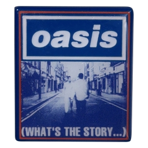 Oasis - What's The Story Blue Tone Pin Badge ryhmässä MERCHANDISE / Pin-Button Badge /  /  @ Bengans Skivbutik AB (5668616)