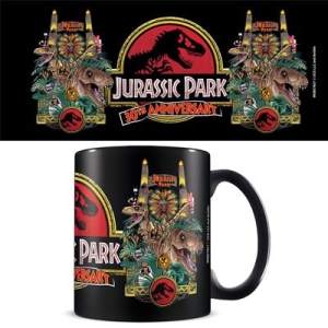 Jurassic Park - Jurassic Park (30Th Anniversary Logo) Black Mug ryhmässä MERCHANDISE / Muki / Soundtrack @ Bengans Skivbutik AB (5669325)