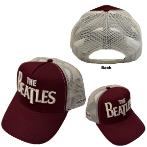 The Beatles - Drop T Logo & Apple Maroon/Natrl Mesh-Back Cap ryhmässä MERCHANDISE / Lippis /  /  @ Bengans Skivbutik AB (5671084)