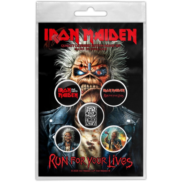 Iron Maiden - Run For Your Lives Button Badge Pack ryhmässä MERCHANDISE / Pin-Button Badge / / @ Bengans Skivbutik AB (5673754)