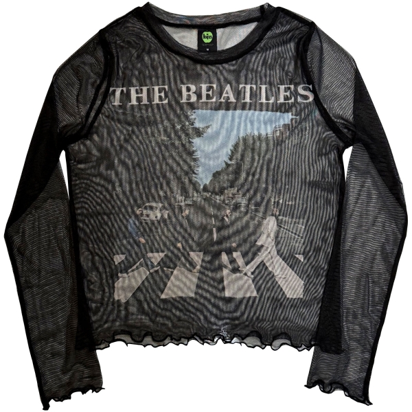 The Beatles - Abbey Road & Logo Lady Bl Mesh Crop ryhmässä MERCHANDISE / T-paita / Nyheter / Pop-Rock @ Bengans Skivbutik AB (5673989r)