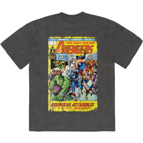 Marvel Comics - Avengers Assemble 700 Stone Wash Uni Char T-Shirt ryhmässä MERCHANDISE / T-paita / Nyheter / Film-Musikal @ Bengans Skivbutik AB (5674005r)