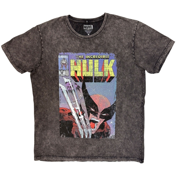 Marvel Comics - Incredible Hulk Wolverine Stone Wash Uni Char T-Shirt ryhmässä MERCHANDISE / T-paita / Nyheter / Film-Musikal @ Bengans Skivbutik AB (5674006r)