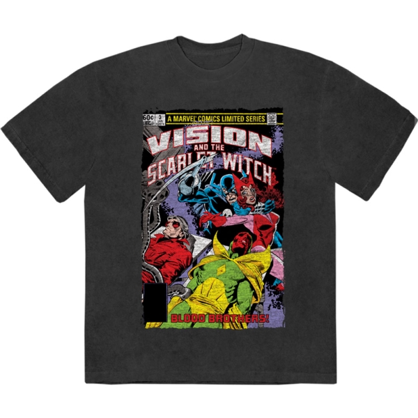 Marvel Comics - Vision/Scar Witch Blood Bros Stone Wash Uni Bl T-Shirt ryhmässä MERCHANDISE / T-paita / Nyheter / Film-Musikal @ Bengans Skivbutik AB (5674008r)