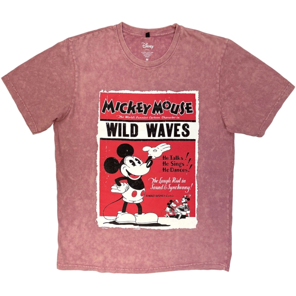 Disney - Mickey Wild Waves Stone Wash Uni Kashmir Red T-Shirt ryhmässä MERCHANDISE / T-paita / Nyheter / Film-Musikal @ Bengans Skivbutik AB (5674017r)