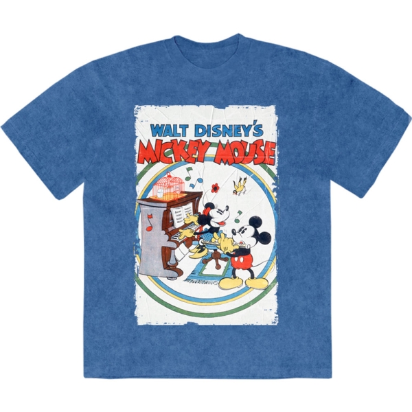Disney - Mickey & Minnie Piano Stone Wash Uni Denim T-Shirt ryhmässä MERCHANDISE / T-paita / Nyheter / Film-Musikal @ Bengans Skivbutik AB (5674018r)