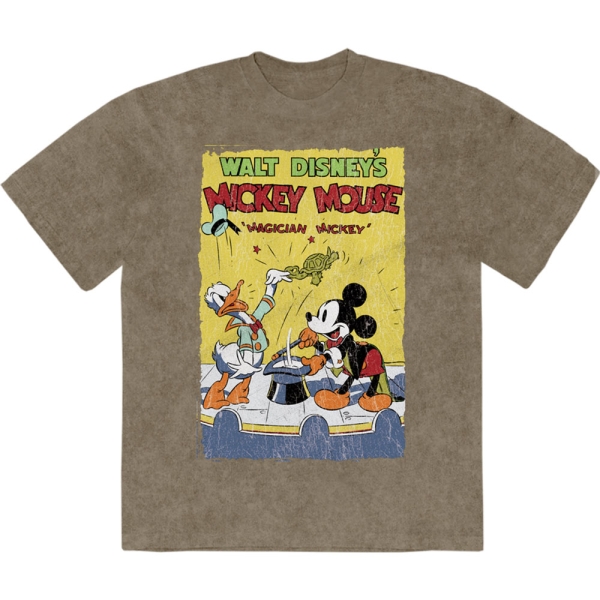 Disney - Mickey Magician Stone Wash Uni Green T-Shirt ryhmässä MERCHANDISE / T-paita / Nyheter / Film-Musikal @ Bengans Skivbutik AB (5674019r)