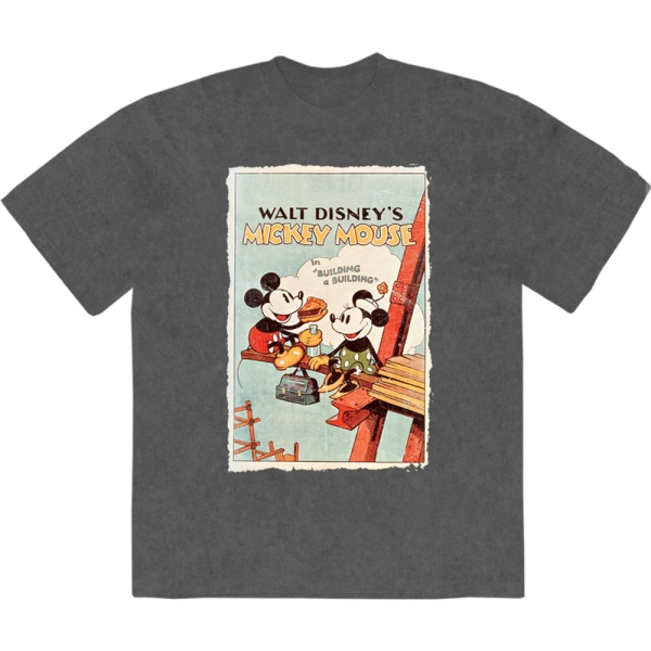 Disney - Mickey Building A Building Stone Wash Uni Char T-Shirt ryhmässä MERCHANDISE / T-paita / Nyheter / Film-Musikal @ Bengans Skivbutik AB (5674020r)