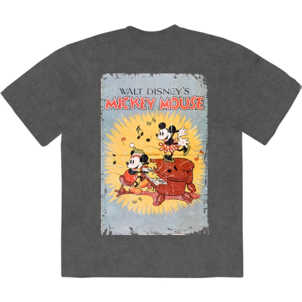 Disney - Mickey Piano Stone Wash Uni Char T-Shirt ryhmässä MERCHANDISE / T-paita / Nyheter / Film-Musikal @ Bengans Skivbutik AB (5674026r)