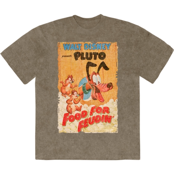 Disney - Pluto Food For Feudin' Stone Wash Uni Green T-Shirt ryhmässä MERCHANDISE / T-paita / Nyheter / Film-Musikal @ Bengans Skivbutik AB (5674030r)