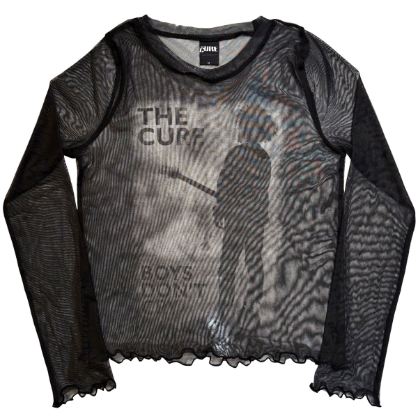 The Cure - Boys Don’T Cry B&W Lady Bl Mesh Crop T-Shirt ryhmässä MERCHANDISE / T-paita / Nyheter / Pop-Rock @ Bengans Skivbutik AB (5674533r)