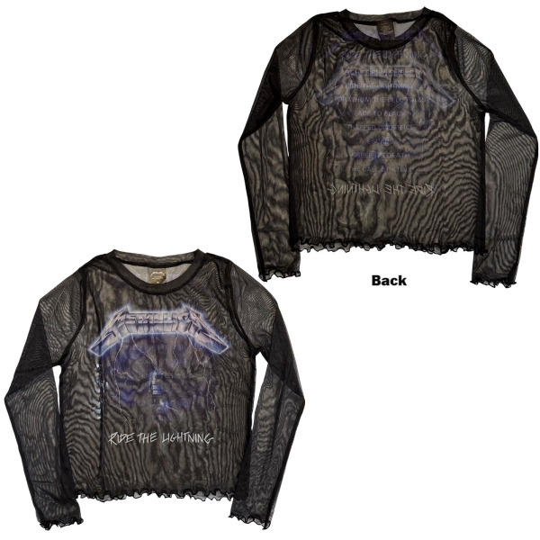 Metallica - Ride The Lightning Lady Bl Mesh Crop T-Shirt ryhmässä MERCHANDISE / T-paita / Nyheter / Hårdrock @ Bengans Skivbutik AB (5674536r)