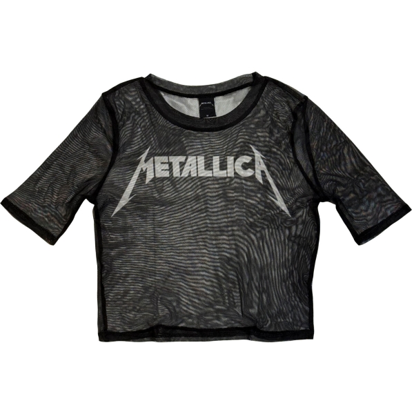 Metallica - Logo Lady Bl Mesh Crop T-Shirt ryhmässä MERCHANDISE / T-paita / Nyheter / Hårdrock @ Bengans Skivbutik AB (5674537r)