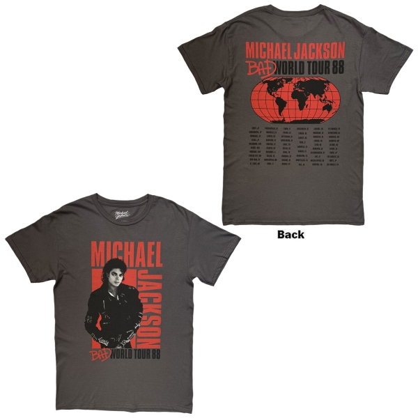 Michael Jackson - Bad World Tour 88 Uni Char T-Shirt ryhmässä MERCHANDISE / T-paita / Nyheter / Pop-Rock @ Bengans Skivbutik AB (5674538r)