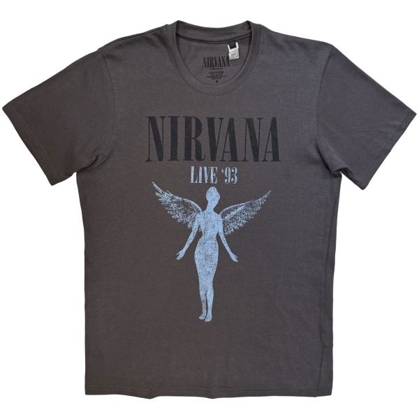 Nirvana - Unisex T-Shirt: Live 93 Angel (Charcoal Grey) ryhmässä MERCHANDISE / T-paita / Pop-Rock @ Bengans Skivbutik AB (5674542r)