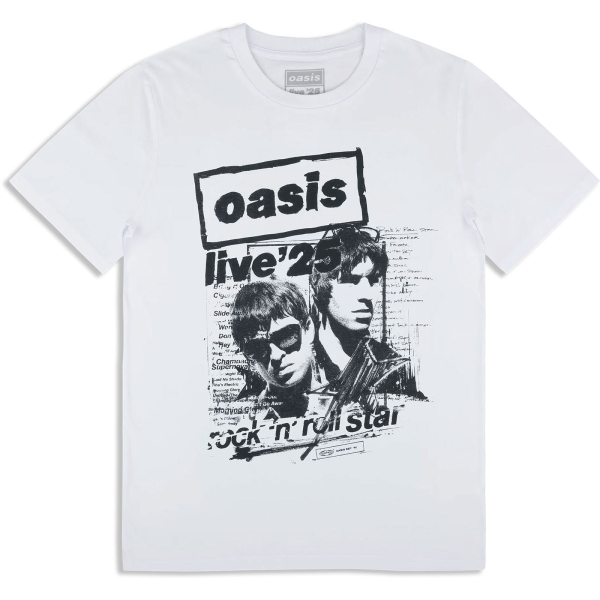 Oasis - Live 25 Rock N Roll Star Uni Wht T-Shirt ryhmässä MERCHANDISE / T-paita / Nyheter / Pop-Rock @ Bengans Skivbutik AB (5674546r)