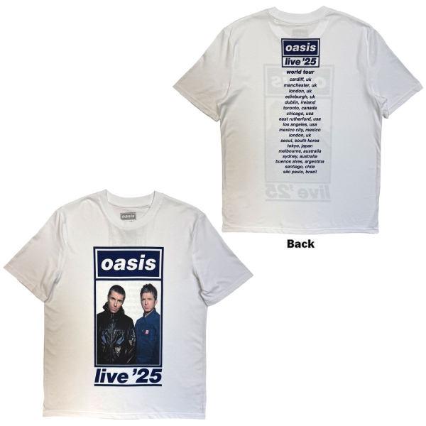 Oasis - Colour Photo Live 25 World Tour Wht T-Shirt ryhmässä MERCHANDISE / T-paita / Nyheter / Pop-Rock @ Bengans Skivbutik AB (5674547r)