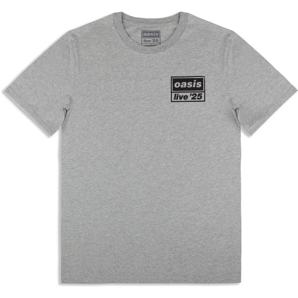 Oasis - Live 25 Distressed Lockup Pocket Grey T-Shirt ryhmässä MERCHANDISE / T-paita / Nyheter / Pop-Rock @ Bengans Skivbutik AB (5674559r)