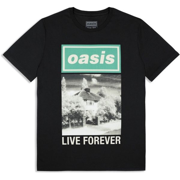 Oasis - Live Forever Single Cover Bl T-Shirt ryhmässä MERCHANDISE / T-paita / Nyheter / Pop-Rock @ Bengans Skivbutik AB (5674569r)