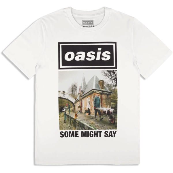 Oasis - Some Might Say Single Cover Wht T-Shirt ryhmässä MERCHANDISE / T-paita / Nyheter / Pop-Rock @ Bengans Skivbutik AB (5674572r)