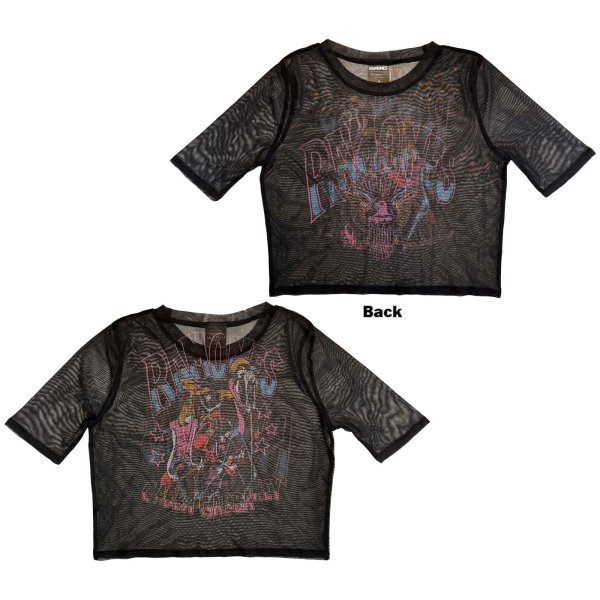 Ramones - Graffiti Illustration Lady Bl Mesh Crop T-Shirt ryhmässä MERCHANDISE / T-paita / Nyheter / Punk @ Bengans Skivbutik AB (5674580r)