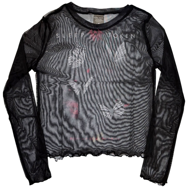 Sleep Token - Butterflies Lady Bl Mesh Crop T-Shirt ryhmässä MERCHANDISE / T-paita / Nyheter / Hårdrock @ Bengans Skivbutik AB (5674590r)