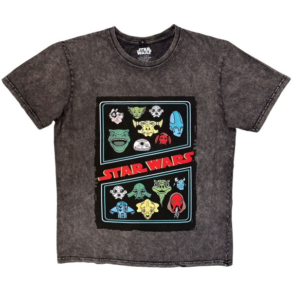Star Wars - Alien Heads Stone Wash Uni Char T-Shirt ryhmässä MERCHANDISE / T-paita / Nyheter / Film-Musikal @ Bengans Skivbutik AB (5674602r)