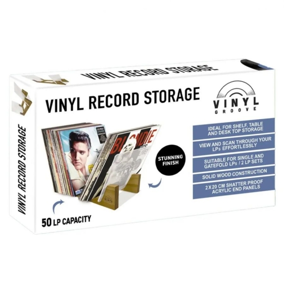 Vinyl Groove - Table Top 50 Lp Holder (Teak) ryhmässä MERCHANDISE / Accessoarer / Kommande / Pop-Rock @ Bengans Skivbutik AB (5675888)