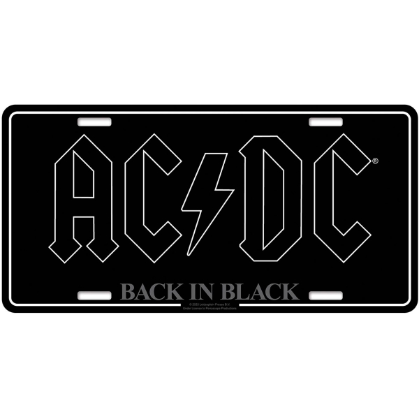Ac/Dc - Number Plate: Back In Black ryhmässä MERCHANDISE / Merch / Kommande / Hårdrock @ Bengans Skivbutik AB (5676492)