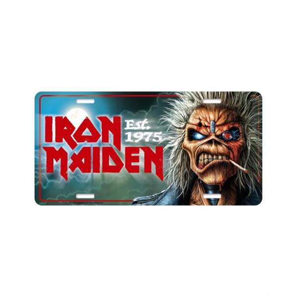 Iron Maiden - Number Plate Est 1975 (30,5 X 15 Cm ryhmässä MERCHANDISE / Merch / Nyheter / Hårdrock @ Bengans Skivbutik AB (5676499)