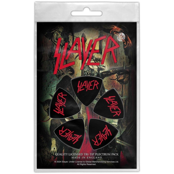 Slayer - Tri-Tip Plectrum Pack: Logo ryhmässä MERCHANDISE / Merch / Kommande / Hårdrock @ Bengans Skivbutik AB (5676565)