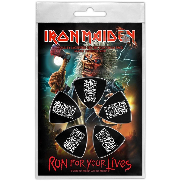 Iron Maiden - Tri-Tip Plectrum Pack: Run For Your Lives ryhmässä MERCHANDISE / Merch / Kommande / Hårdrock @ Bengans Skivbutik AB (5676571)