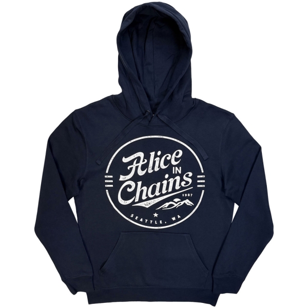 Alice In Chains - Circle Emblem (Navy Blue) Unisex Pullover Hoodie ryhmässä MERCHANDISE / Hupparit / Kommande / Pop-Rock @ Bengans Skivbutik AB (5677241r)
