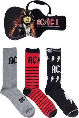 Ac/Dc - Crew Socks (3 Pack Collector Guitar Shape Tin) ryhmässä MERCHANDISE / Strumpor / Heavy Metal @ Bengans Skivbutik AB (5680194)