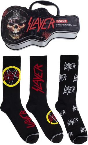 Slayer - Crew Socks (3 Pack Collector Guitar Shape Tin) ryhmässä MERCHANDISE / Strumpor / Heavy Metal @ Bengans Skivbutik AB (5680199)