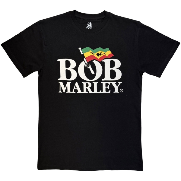 Bob Marley - Logo Mono Uni Bl T-Shirt ryhmässä MERCHANDISE / T-paita / Kommande / @ Bengans Skivbutik AB (5680728r)