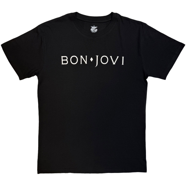 Bon Jovi - Logo Mono Uni Bl T-Shirt ryhmässä MERCHANDISE / T-paita / Kommande / Hårdrock @ Bengans Skivbutik AB (5680730r)