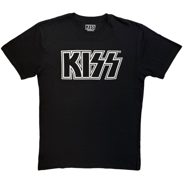 Kiss - Logo Mono Uni Bl T-Shirt ryhmässä MERCHANDISE / T-paita / Kommande / Hårdrock @ Bengans Skivbutik AB (5680757r)