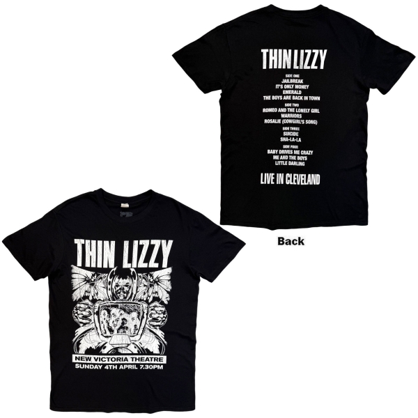 Thin Lizzy - Jailbreak Flyer Cleveland 76 Uni Bl T-Shirt ryhmässä MERCHANDISE / T-paita / Kommande / Hårdrock @ Bengans Skivbutik AB (5680796r)