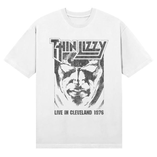 Thin Lizzy - Jailbreak Live In Cleveland 76 Uni Wht T-Shirt ryhmässä MERCHANDISE / T-paita / Kommande / Hårdrock @ Bengans Skivbutik AB (5680798r)