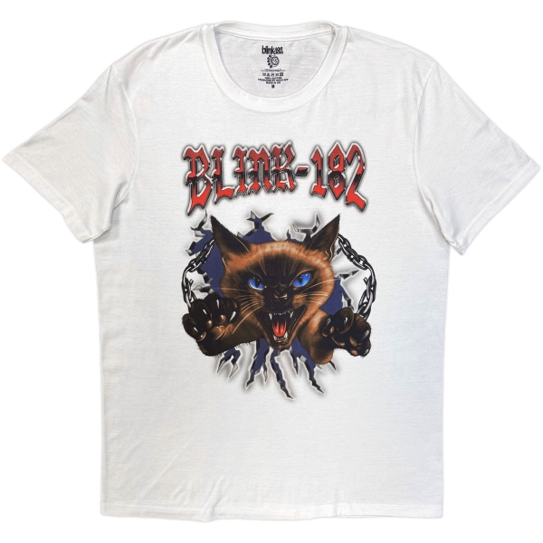 Blink-182 - Cheshire Cat Uni Wht T-Shirt ryhmässä Kommande - alla format @ Bengans Skivbutik AB (5681148r)