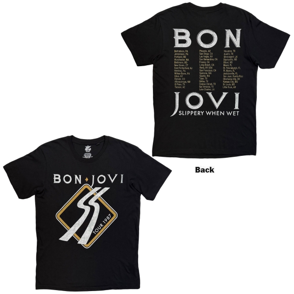 Bon Jovi - Slippery When Wet 87 Uni Bl T-Shirt ryhmässä MERCHANDISE / T-paita / Kommande / Hårdrock @ Bengans Skivbutik AB (5681152r)