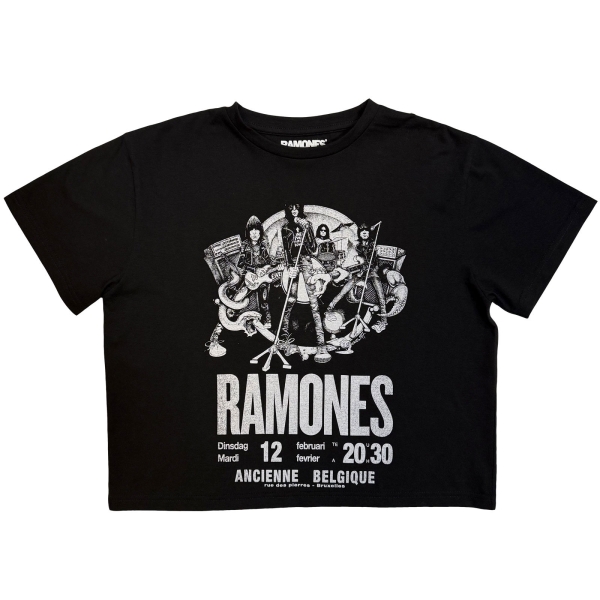 Ramones - Belgique Lady Bl Crop Top ryhmässä MERCHANDISE / T-paita / Kommande / @ Bengans Skivbutik AB (5681184r)