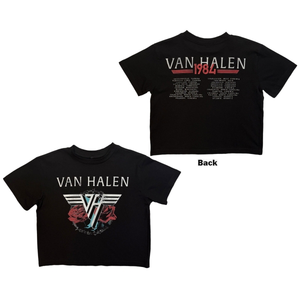 Van Halen - 84 Tour Lady Bl Crop Top ryhmässä MERCHANDISE / T-paita / Kommande / Hårdrock @ Bengans Skivbutik AB (5681191r)