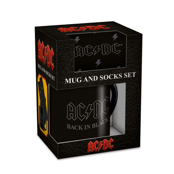 Ac/Dc - Back In Black Mug & Sock Set ryhmässä MERCHANDISE / Merch / Hårdrock @ Bengans Skivbutik AB (5683287)