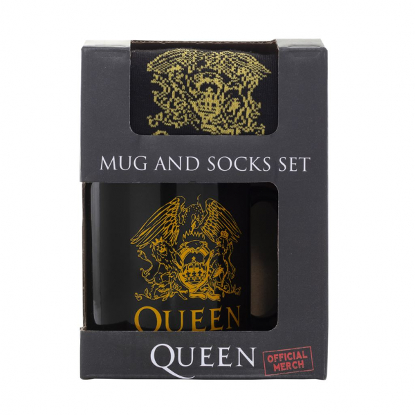 Queen - Logo Mug & Sock Set ryhmässä MERCHANDISE / Merch / Pop-Rock @ Bengans Skivbutik AB (5683289)