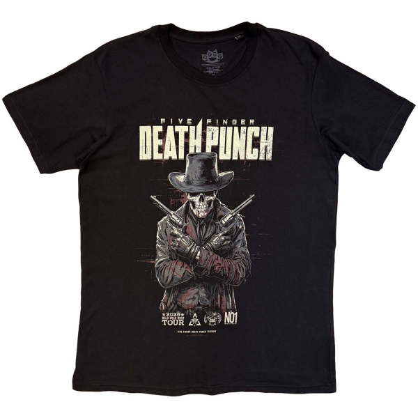 Five Finger Death Punch - Crossed Pistols Full Colour Uni Bl T-Shirt ryhmässä MERCHANDISE / T-paita / Nyheter / Hårdrock @ Bengans Skivbutik AB (5683368r)