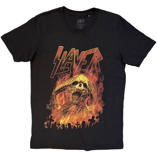 Slayer - Slayer Demoniac Distress Uni Bl T-Shirt ryhmässä MERCHANDISE / T-paita / Nyheter / Hårdrock @ Bengans Skivbutik AB (5683370r)